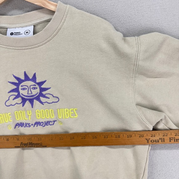 Parks Project Crewneck Sweatshirt Womens M Beige Sun Gorpcore Oversized - Picture 6 of 9
